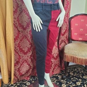 Hot Topic high rise super skinny black and red jeans